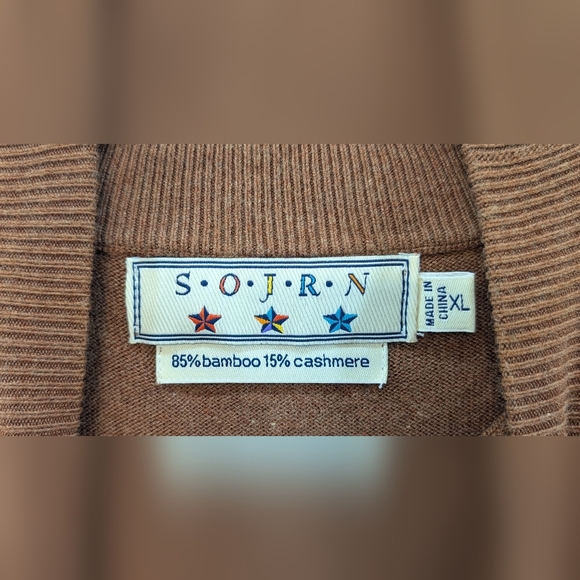 Sojrn Men's Bamboo Cashmere Blend Sweater,‎ Brown , Mock Neck, Size XL - Picture 3 of 4